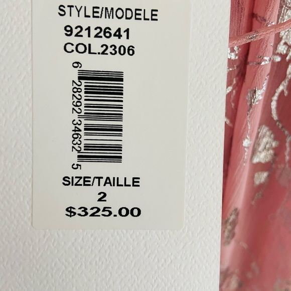 Love by Theia Pink Foil Print Low Back Maxi with Plunging Neckline - Picture 7 of 9